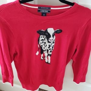 Land's End Cow Sweater